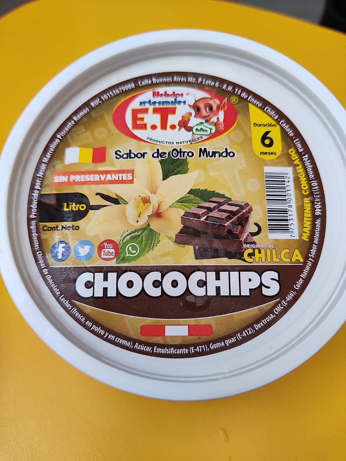 Helado artesanal de Chocochips 1 litro 3 Helado artesanal de Chocochips 1 litro