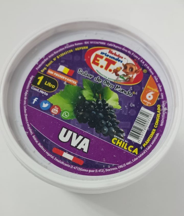 Helado artesanal de Uva 1 litro 1 Uva